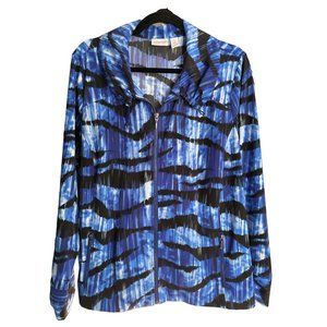Zenergy by Chico’s size 2 (L) blue full zip pockets toggles lightweight jacket